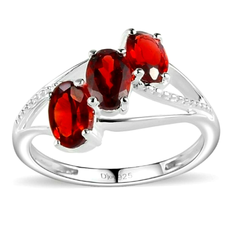 Classy Mozambique Garnet 3 Stone Ring